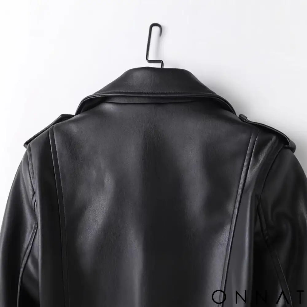 Women’s Black Classic Leather Biker Jacket