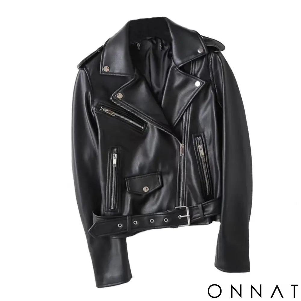 Women’s Black Classic Leather Biker Jacket