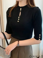 2025 Spring Autumn Korean Fashion Solid Sweater Women Short Sleeve Tops Pull Femme Casual Slim Female Pullover Knitted